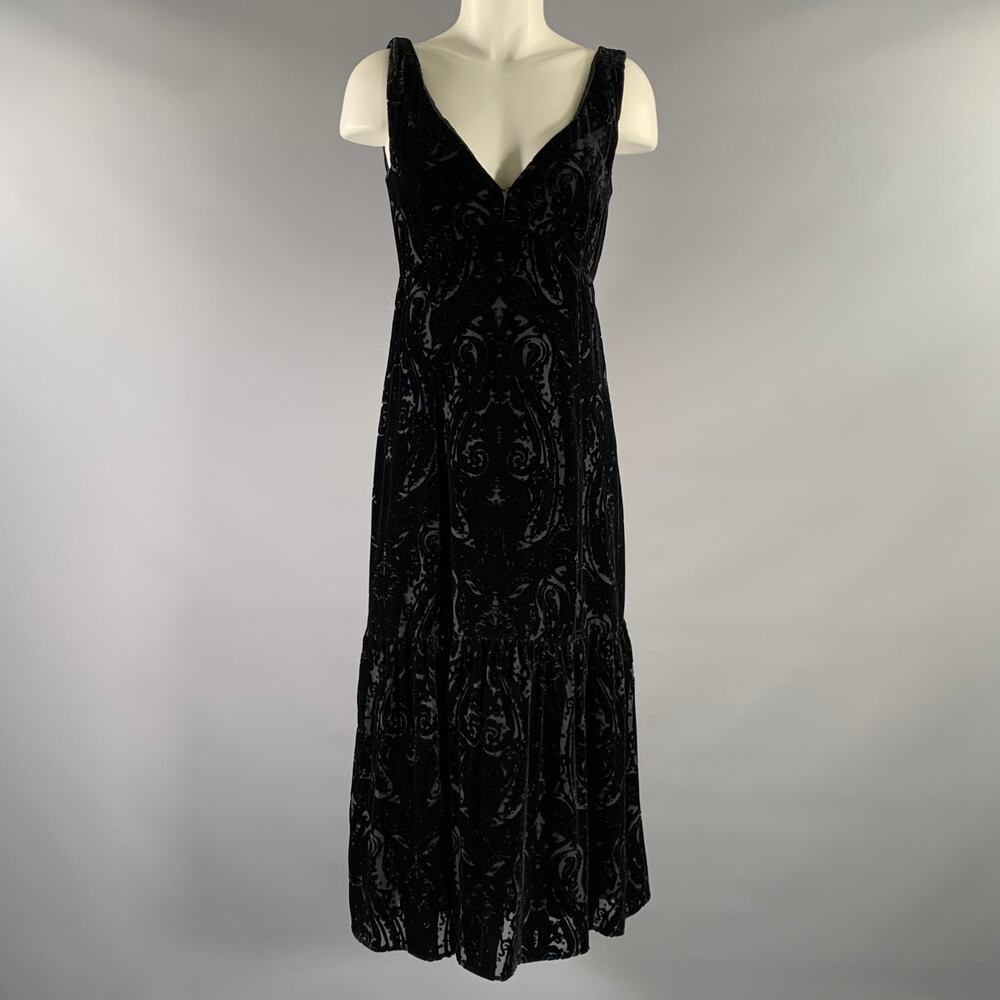 NANETTE LEPORE Size 2 Black Rayon Silk Paisley Maxi Long Dress
